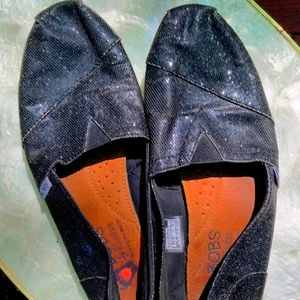 Black sequined Bob's slip on shoes